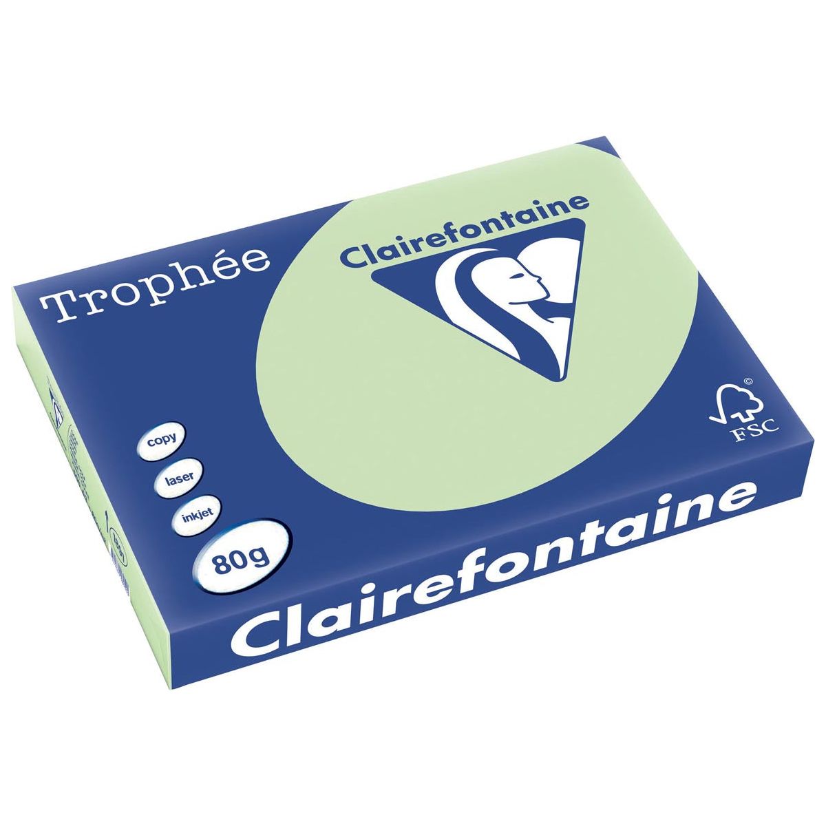 Clairefontaine - Trophée Tel, farbiges Papier, A3, 80 g, 500 Blatt, Golfgrün