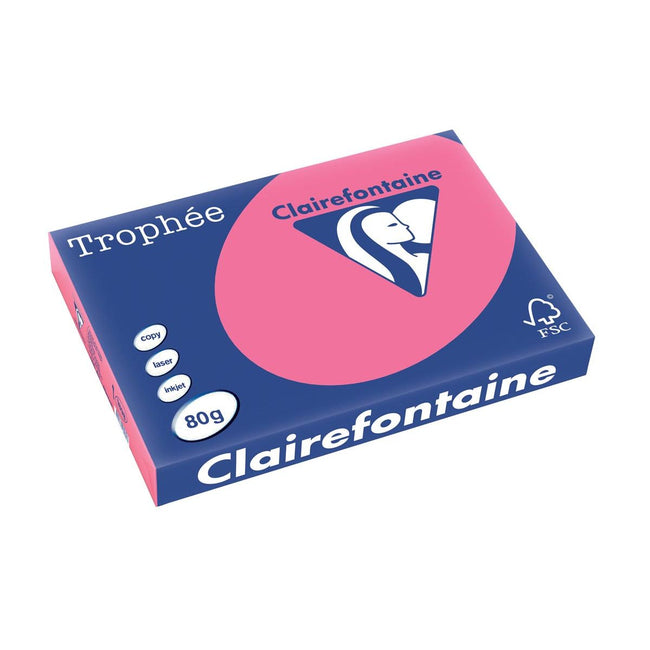 Clairefontaine - Trophée Intens, farbiges Papier, A3, 80 g, 500 Blatt, Fuchsia