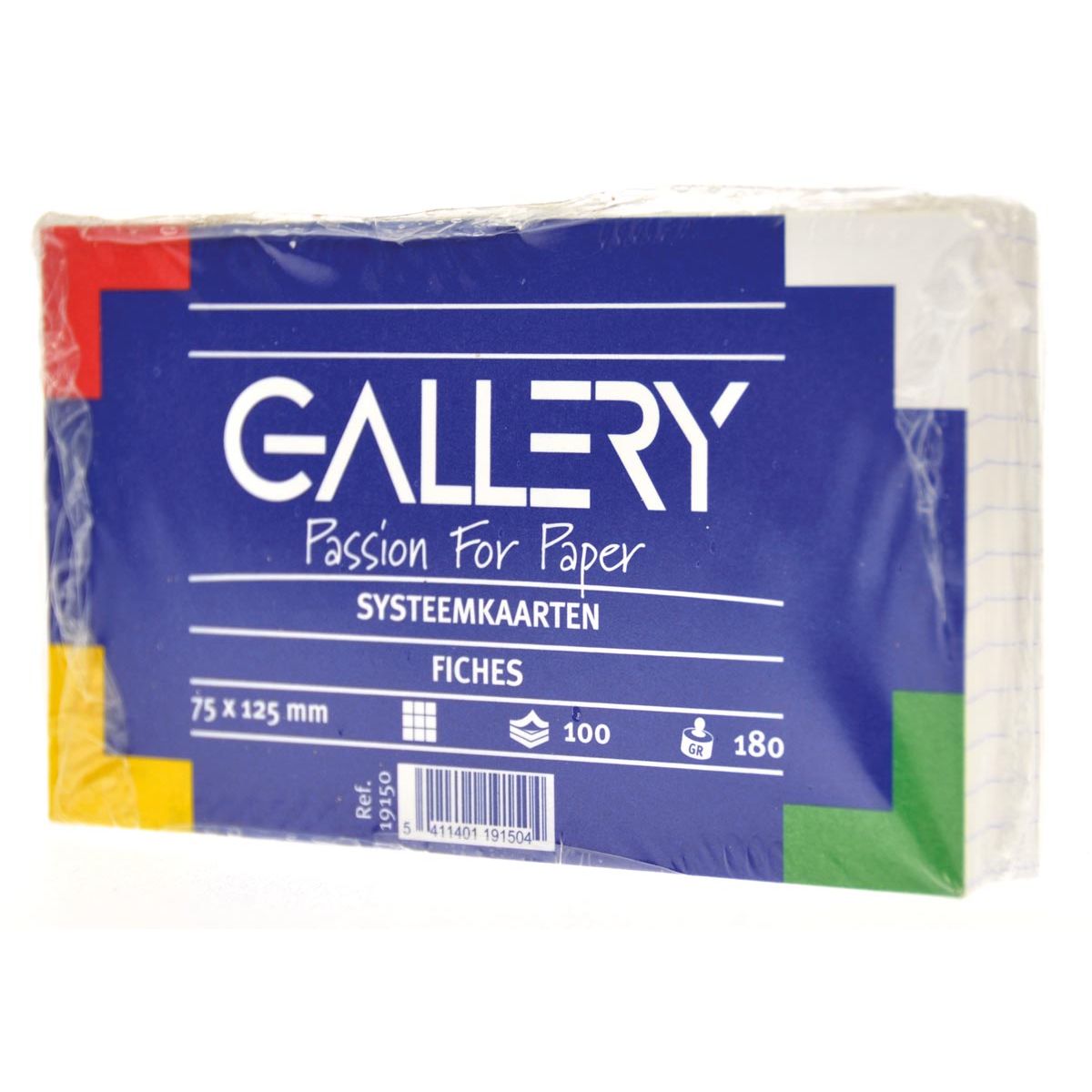 Gallery - white index cards, ft 7.5 x 12.5 cm, squared 5 mm, pack of 100 pieces