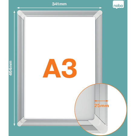 Nobo -  clicklijst Plus, uit aluminium, versterkende hoeken, ft A3