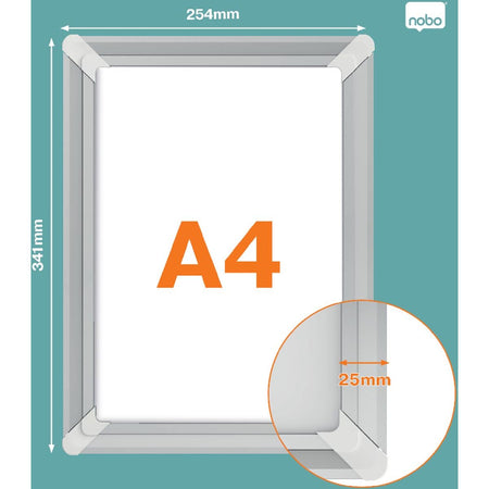Nobo -  clicklijst Plus, uit aluminium, versterkende hoeken, ft A4