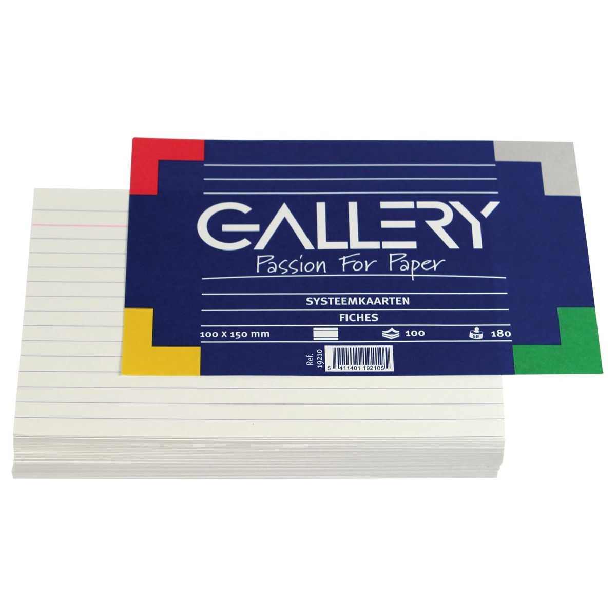 Gallery - Gallery witte systeemkaarten, ft 10 x 15 cm, gelijnd, pak van 100 stuks