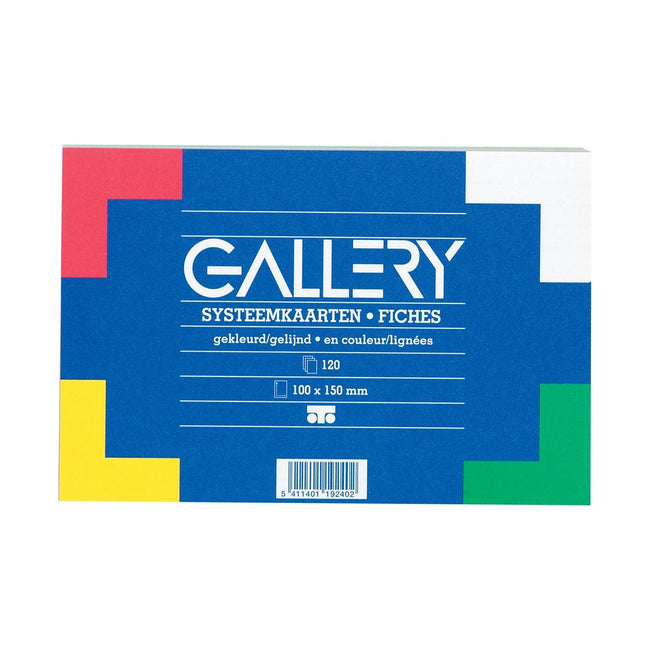 Gallery - Gallery gekleurde systeemkaarten, ft 10 x 15 cm, gelijnd, pak van 120 stuks