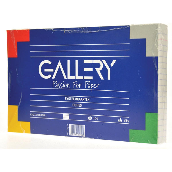 Gallery - Gallery witte systeemkaarten, ft 12,5 x 20 cm, gelijnd, pak van 100 stuks