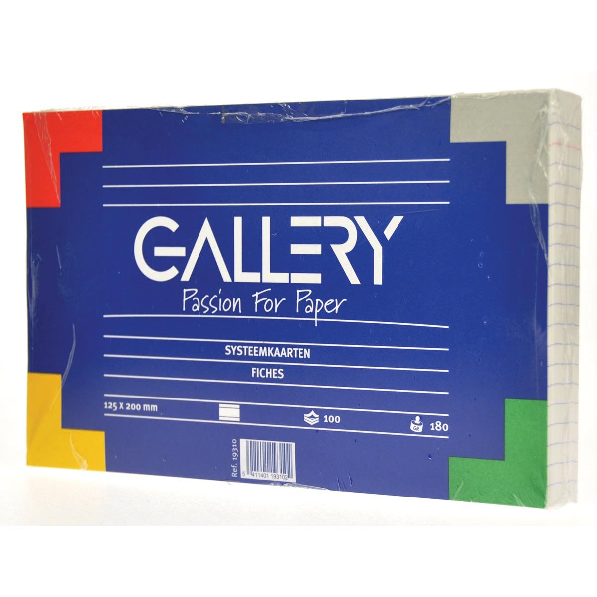 Gallery - white index cards, ft 12.5 x 20 cm, ruled, pack of 100 pieces
