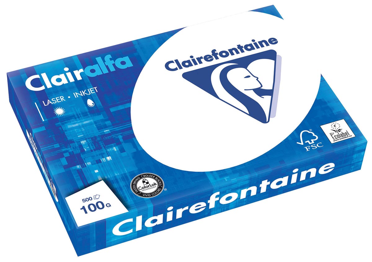 Clairefontaine - Carta da presentazione Clairalfa A3, 100 g, confezione da 500 fogli
