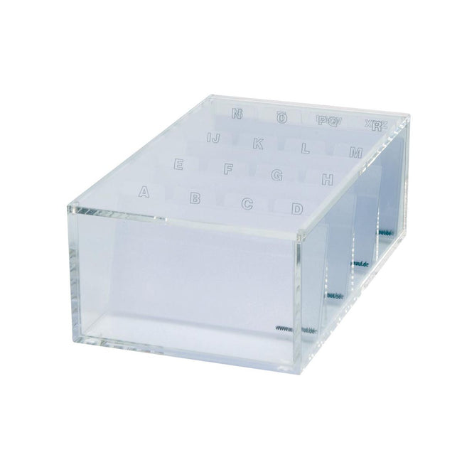 Maul - acrylic business card box with lid incl. index 11.4x19x7.2cm