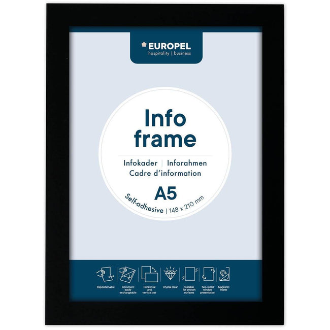Europel - Info frame peel self-adhesive A5 black