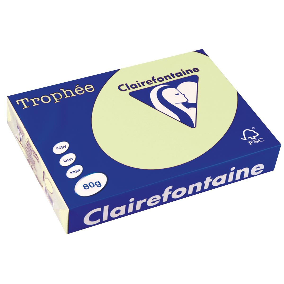Clairefontaine - Carta colorata Trophée, A4, 80 g, 500 fogli, verde chiaro