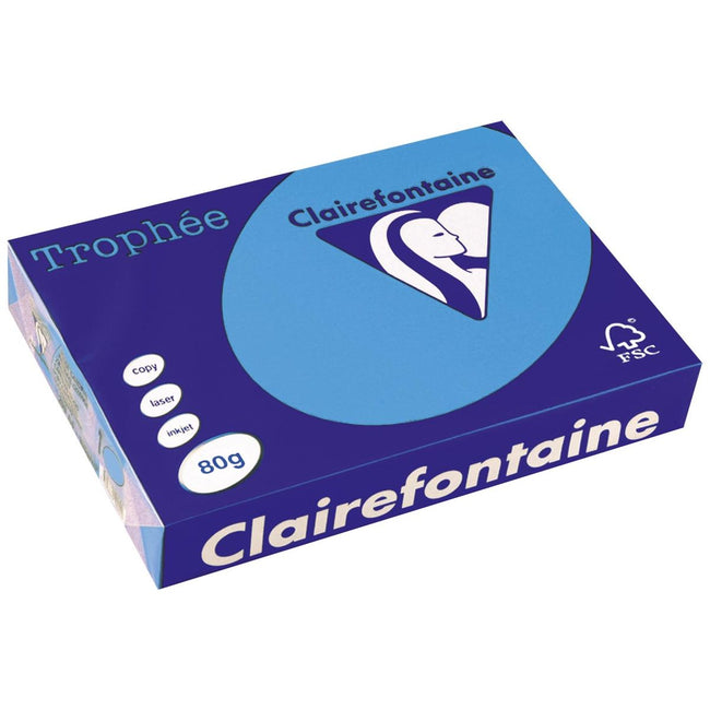 Clairefontaine - Trophée intensiv, farbiges Papier, A4, 80 g, 500 Blätter, König Blau