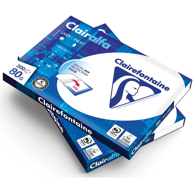 Clairefontaine - printpapier ft A4, 80 g, pak van 200 vel, doos van 7 pakken