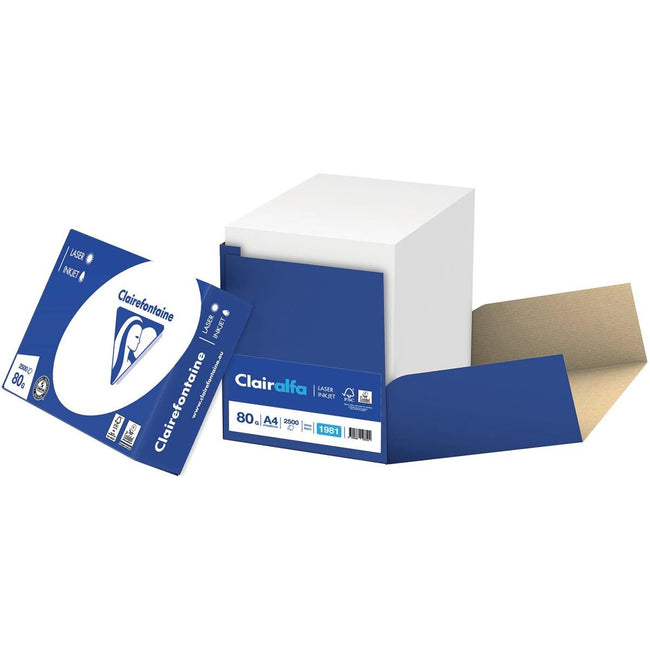 Clairefontaine - Clairalfa printpapier ft A4, 80 g, doos van 2500 vel