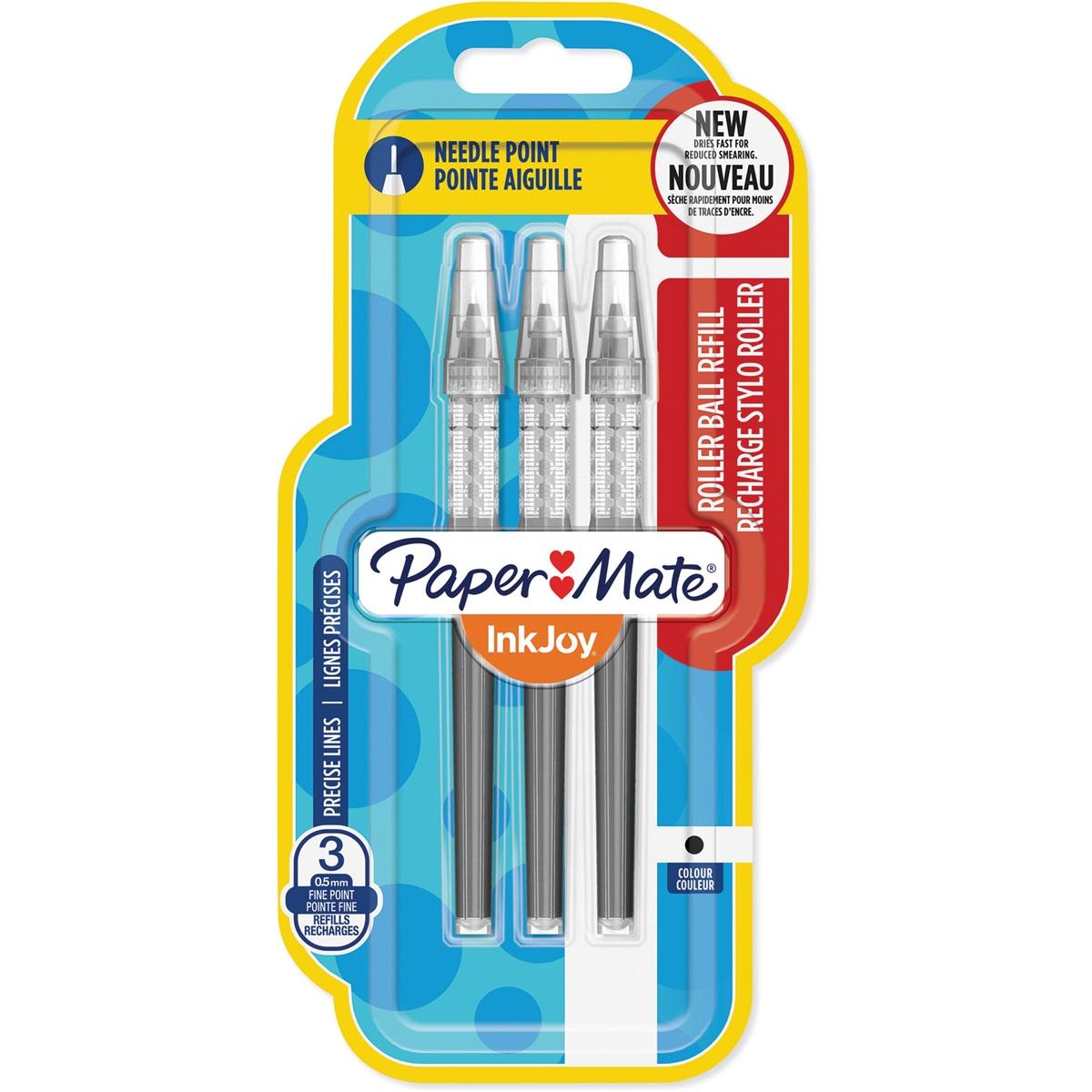 Paper Mate - Remplissage enkjoy pour liquide -ink Rouleau fin, noir, cloqueux avec 3 garnitures