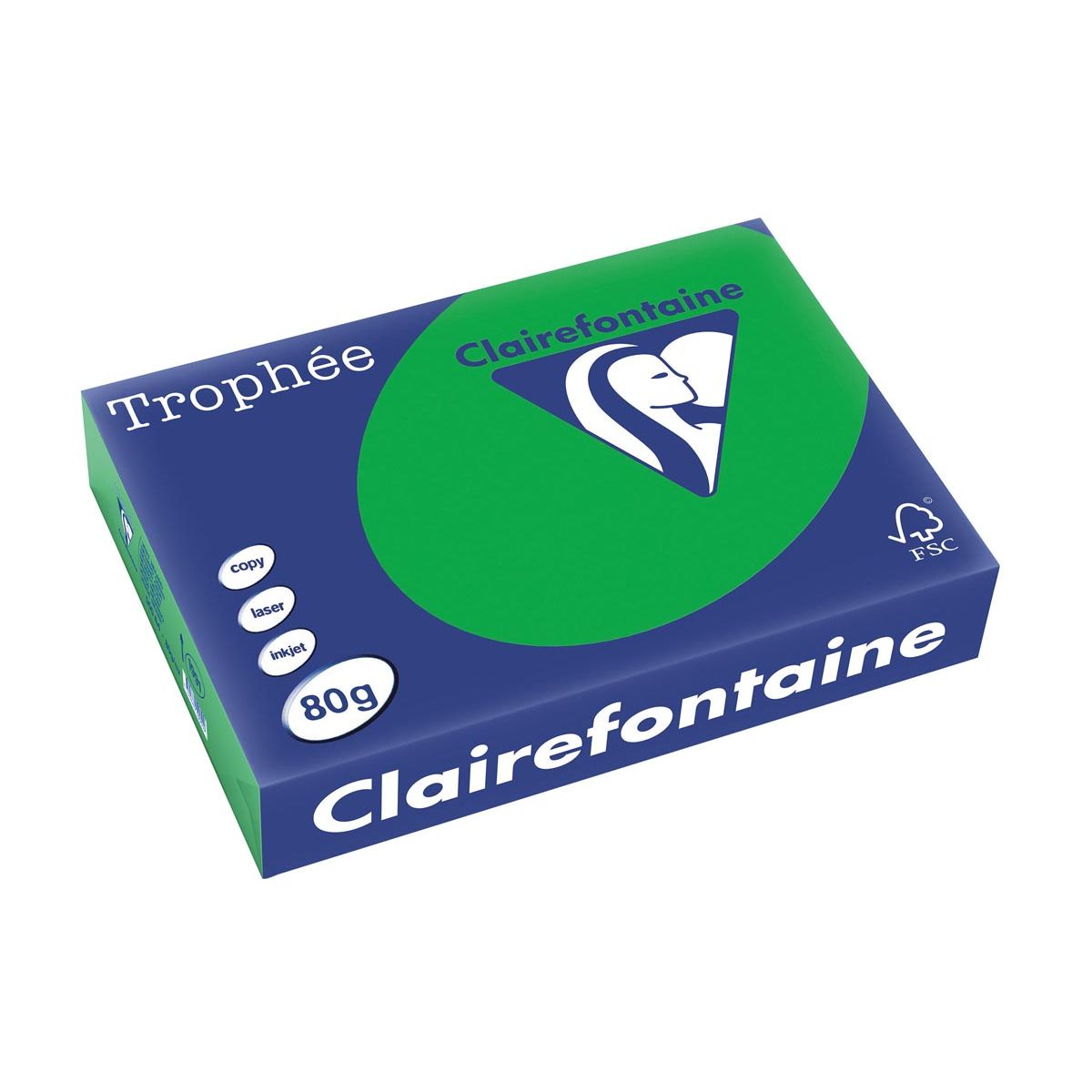 Clairefontaine - Trophée Intens, colored paper, A4, 80 g, 500 sheets, billiard green