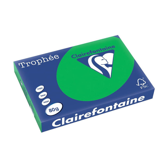 Clairefontaine - Trophée intensiv, farbiges Papier, A3, 80 g, 500 Blätter, Bijartgroen