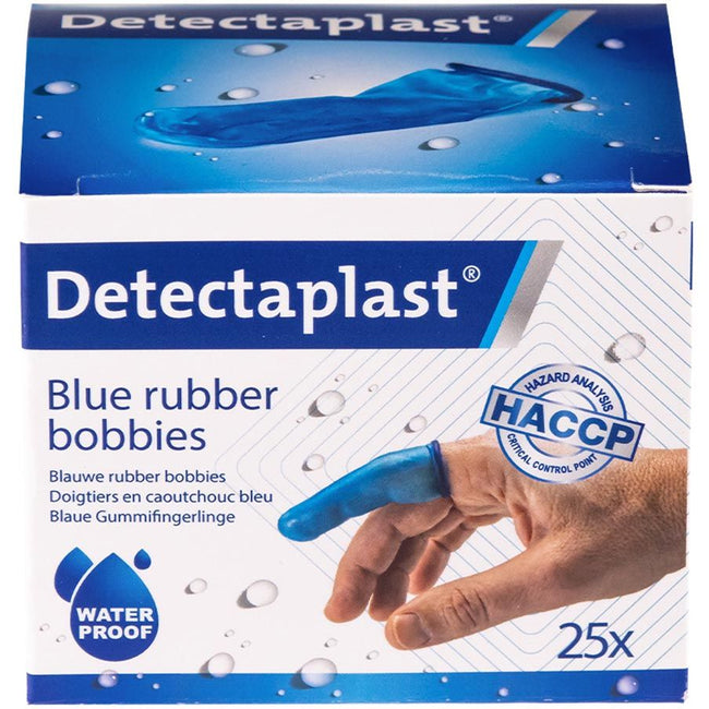 Detectaplast - finger bob, in gomma, senza lattice, blu, confezione da 25
