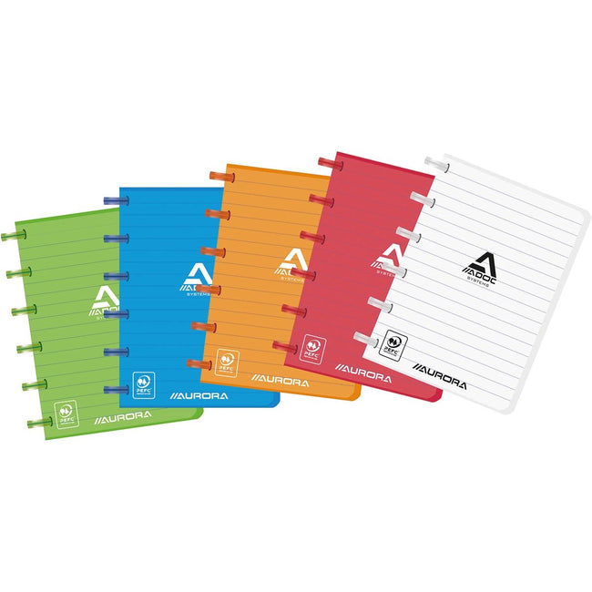 Adoc - Notebook -Farblinien, ft A6, ausgekleidete, verschiedene Farben