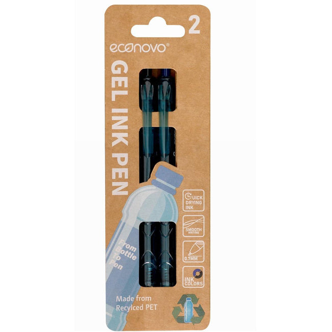 Econovo -   gelroller, 0,7 mm, blister van 2 stuks, zwart-blauw