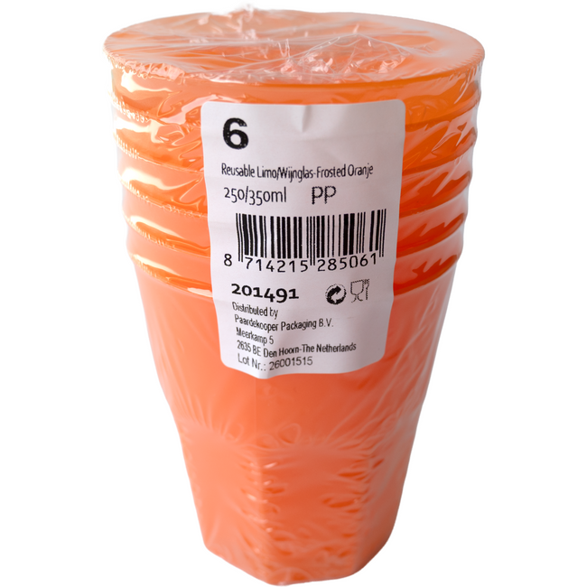 Klika -  Reusable Limo/Wijnglas-Frosted Oranje- | 54 stuks