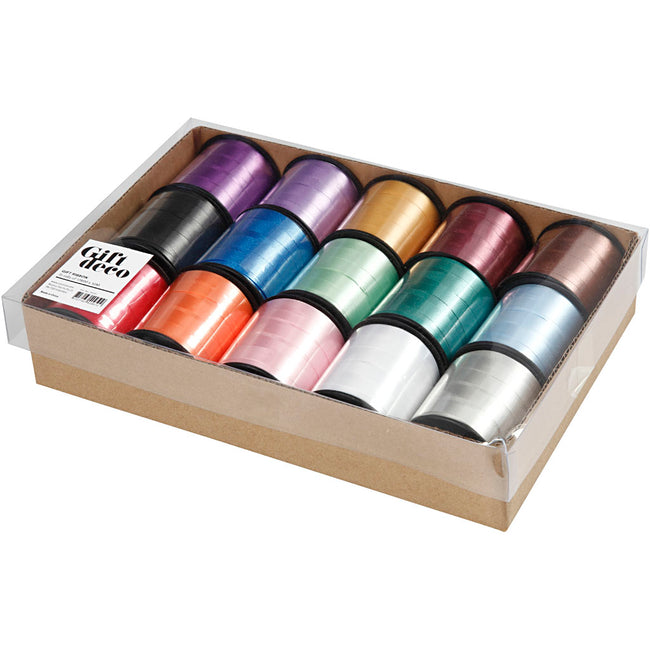 Creotime - Cinta rizadora Creativ Company 50 metros x 10 mm caja de 15 colores