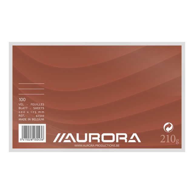 Aurora - Tarjeta de sistema línea 200x125mm con línea cabecera roja 210gr blanca 100 hojas | 10 piezas