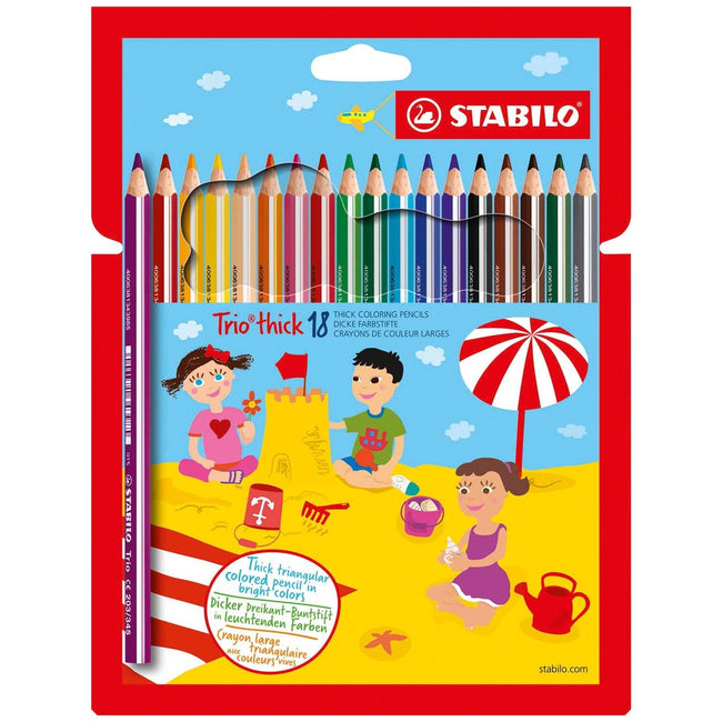 STABILO - Crayon de couleur épais, rythme de 18 pièces en couleurs assorties