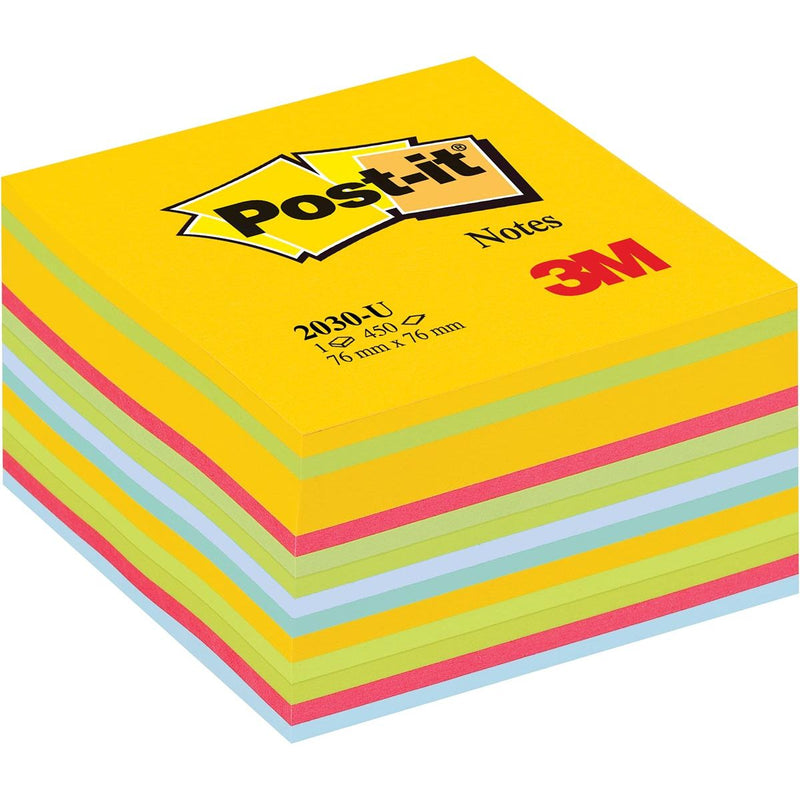 Post-it -  Notes kubus, 450 vel, ft 76 x 76 mm, geassorteerde kleuren ultra