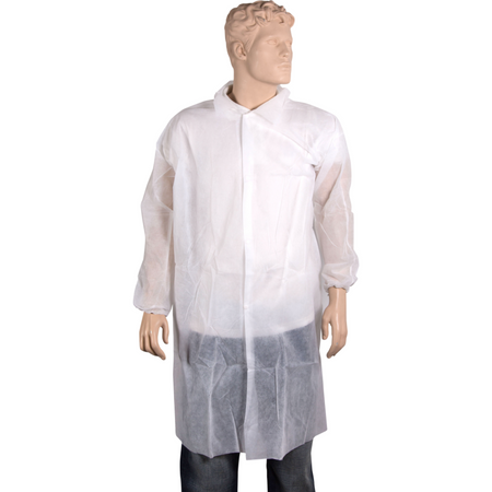 ComFort -  Bezoekersjas | L | drukknoop | PP | wit | 50 stuks