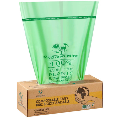 Mr. Green Mind - Sacco per rifiuti organici Mr.Green Mind 45x50 cm Dispenser da 20 litri 125 pezzi