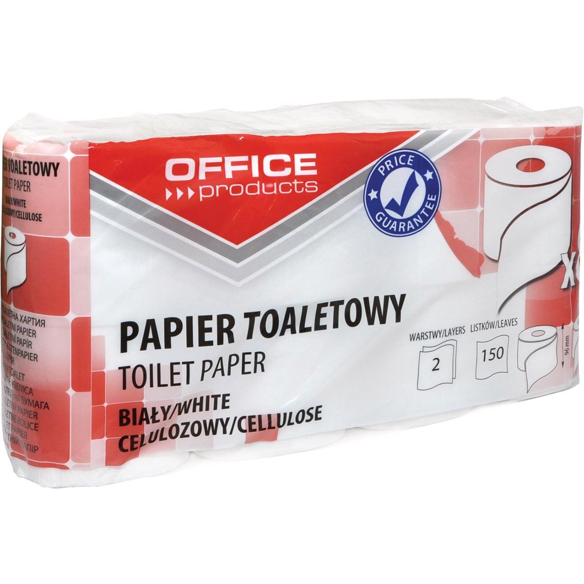 OFFICE - productos papel higiénico, 2 capas, 150 hojas, blanco, paquete de 8 rollos