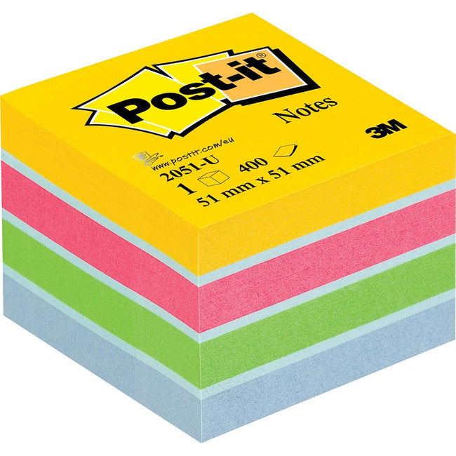 Post-it -  Notes mini kubus, 400 vel, ft 51 x 51 mm, geassorteerde kleuren