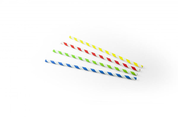 drinkrietje papier streep assorti ø6mm x 230mm 100 stuks