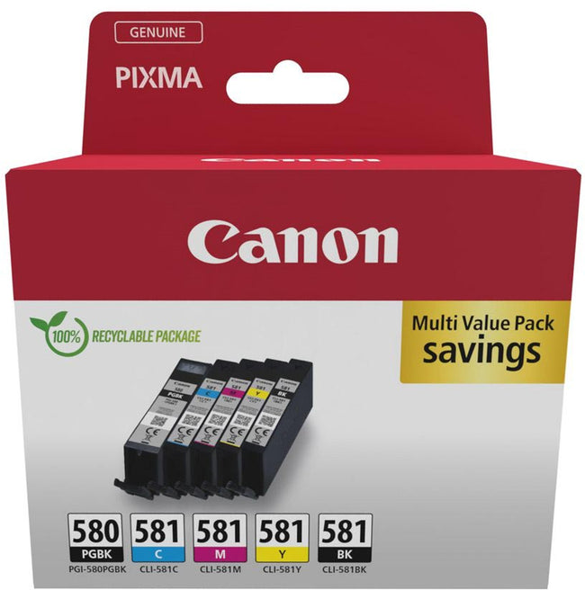 Canon - Cartouche d'encre 1 x PGI -580PGBK noir + 1 x CLI -581, 200 - 1 660 pages, OEM 2078C008, 4 couleurs