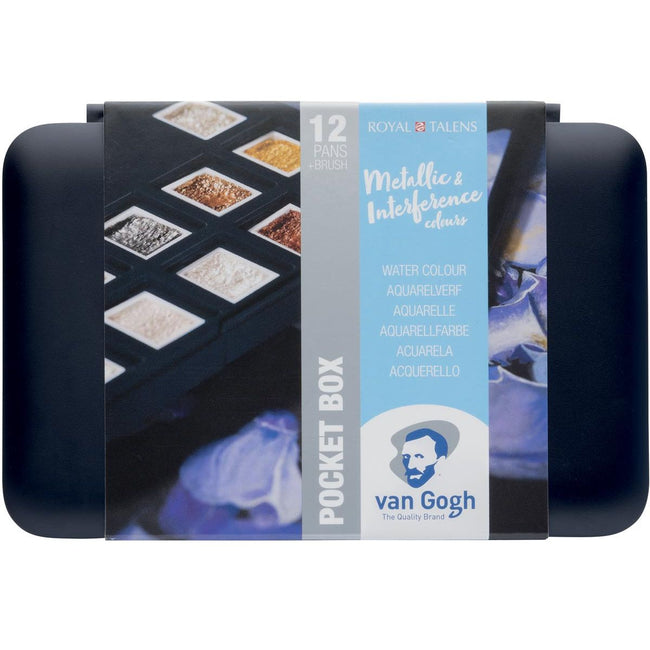 Van Gogh - watercolor paint, pocket box with 12 pans, metallic and interference colors