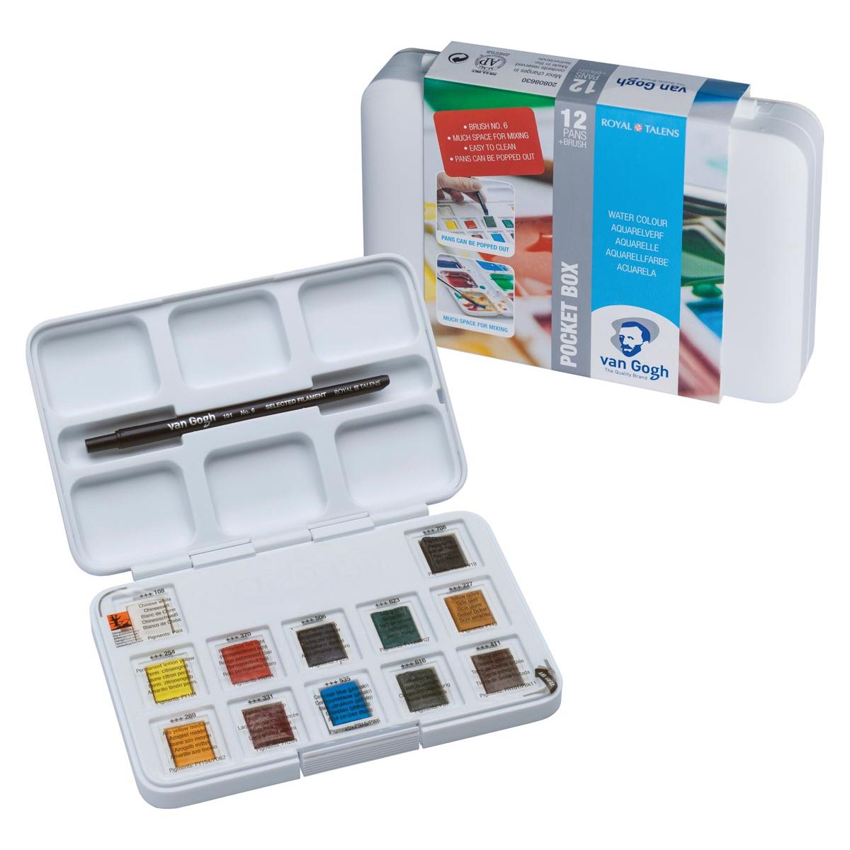 Van Gogh - watercolor paint, pocket box with 12 half pans