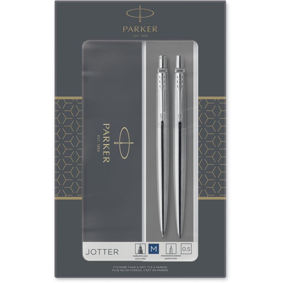 Parker -  Jotter giftbox duoset, balpen en vulpotlood, zilver CT