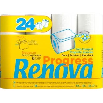 Renova - Carta igienica Progress, 2 veli, 140 fogli, confezione da 24 rotoli