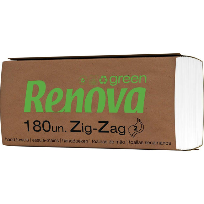 Renova - green paper towels, Z-fold, 2-ply, 180 sheets, pack of 20
