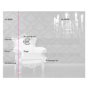 Klika -  Cadeaubon bedrukt stoel + lamp 25 stuks