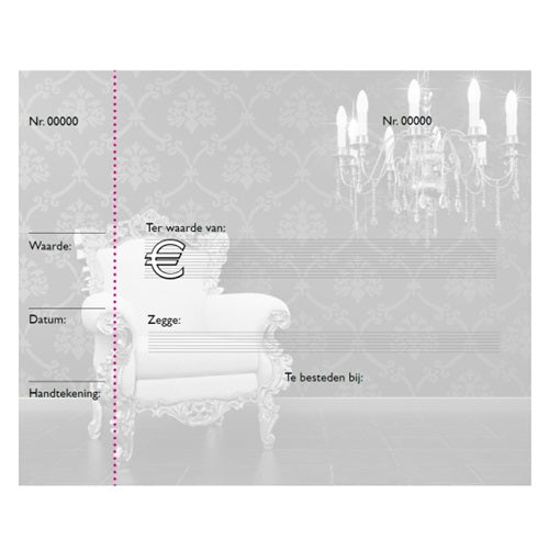 Klika - Chèque cadeau imprimé chaise + lampe 25 pièces