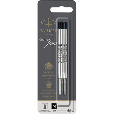 Parker -  Quinkflow vulling voor balpen, medium, zwart, blister met 3 stuks
