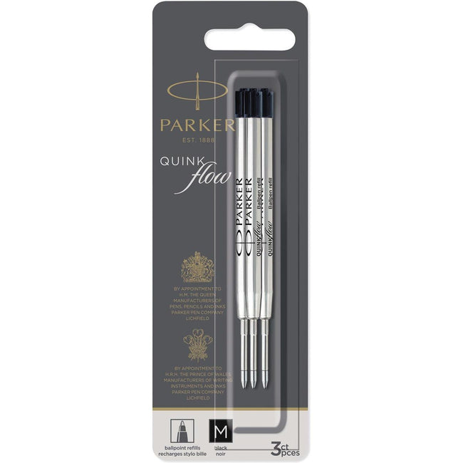 Parker -  Quinkflow vulling voor balpen, medium, zwart, blister met 3 stuks