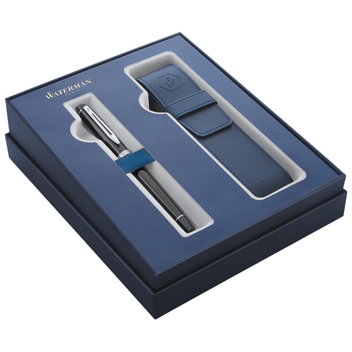 Waterman - Giftbox Filp Stift Experte Schwarz mit Palladium Detail + blauer Penzakje