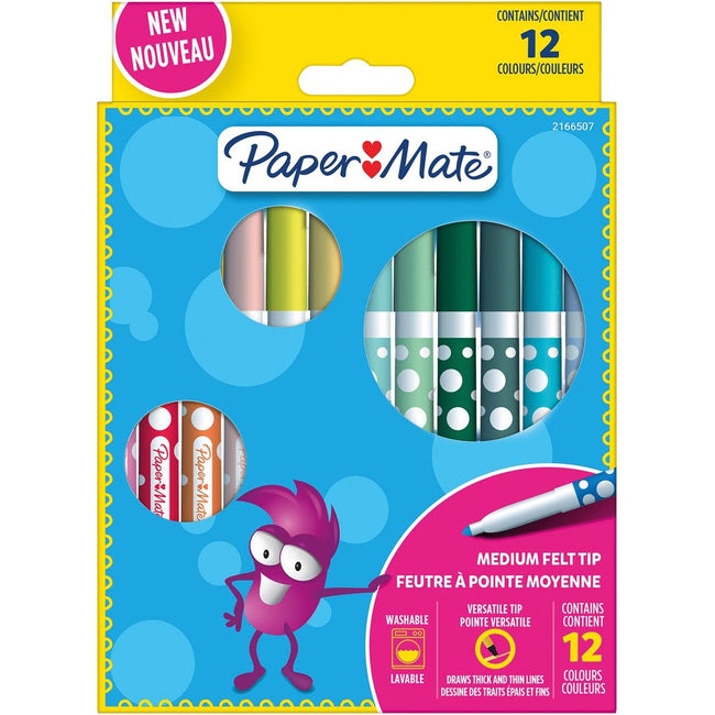 Paper Mate - Felt lavable -Tip, cloque de 12 pièces