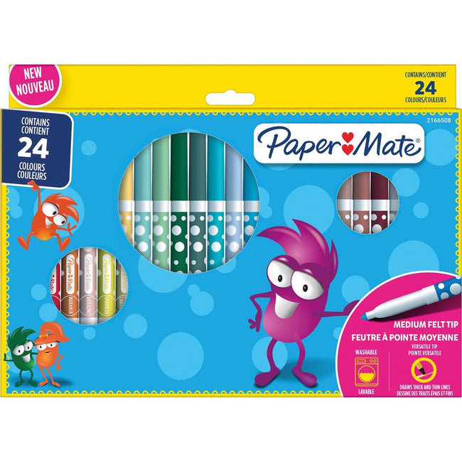 Paper Mate - Felt lavable -Tip, cloque de 24 pièces