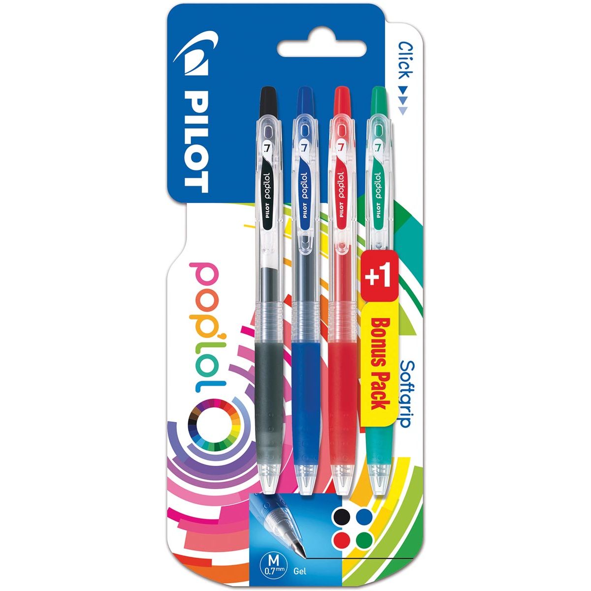 Pilot - gel roller Pop'lol, blister da 3 + 1 in omaggio, in colori assortiti