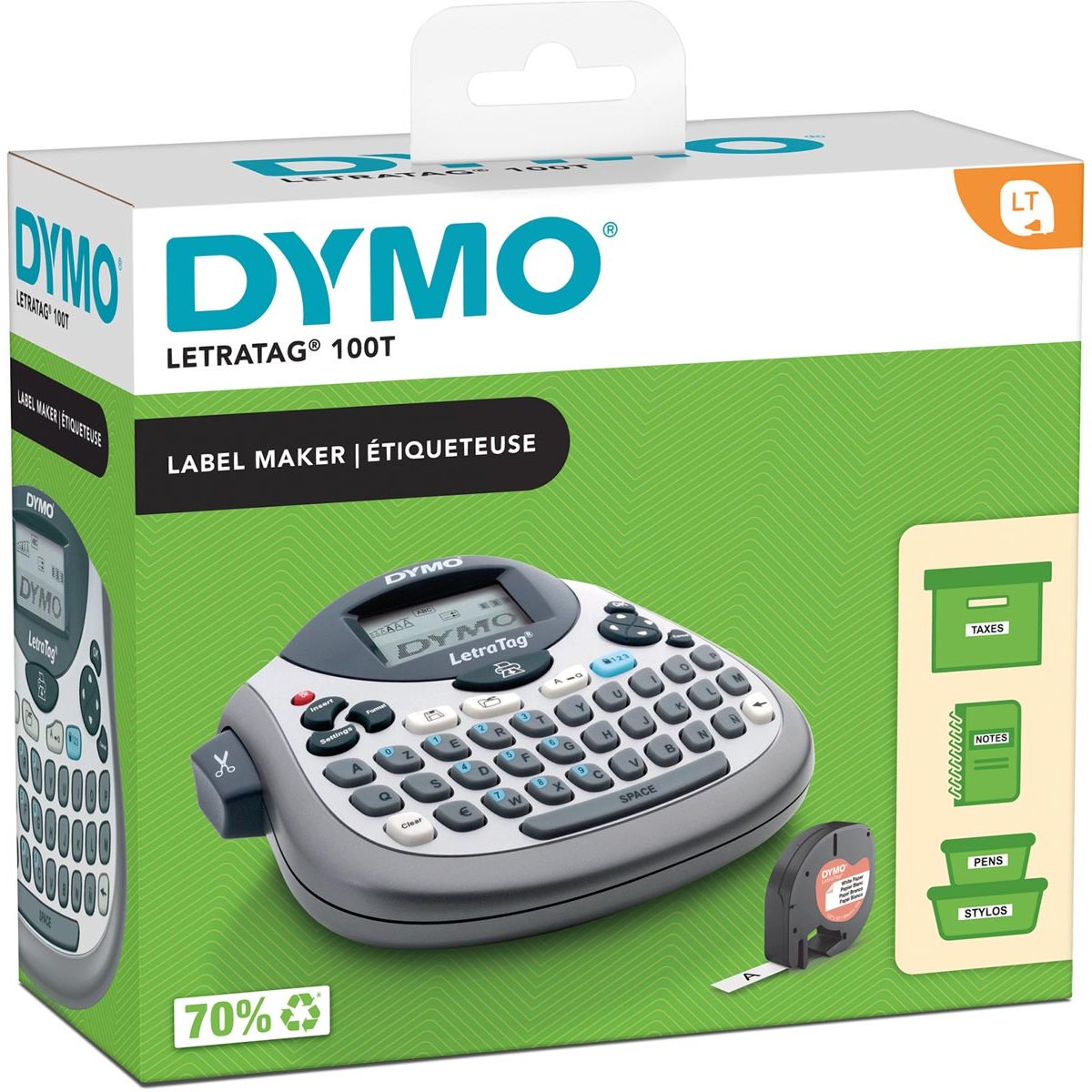 Dymo -  beletteringsysteem LetraTag LT-100T, inclusief 1 LT-e, azerty