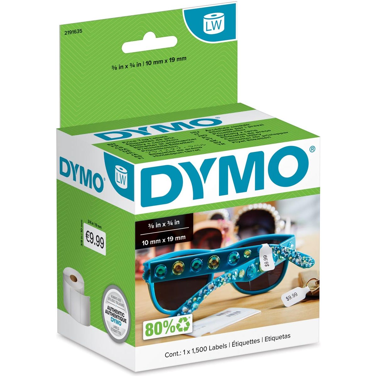 Dymo - Etikketen LabelWriter ft 54 x 11 mm, juwelenprijslabels, wit, 1.500 etiketten