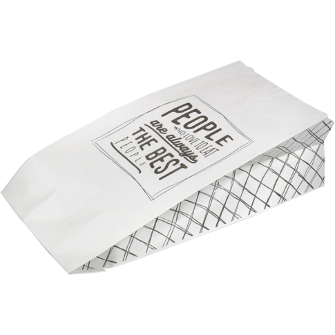 BAG DEPA® - ® | Poche Papier Kraft + PP | 16 / 9x23cm | J'adore manger | blanc noir 5 kg