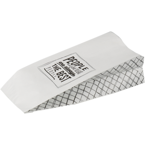 BAG DEPA® - ® | Poche Papier Kraft + PP | 26 / 9x27cm | J'adore manger | blanc noir 5 kg